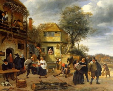the painter jan asselyn Painting - Peasants Dutch genre painter Jan Steen